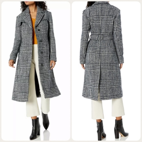 Cole Haan Jackets & Blazers - Cole Haan Signature Plaid Wool Blend Trench Coat
